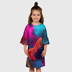 Платье клеш для девочки Акварельные краски, цвет: 3D-принт — фото 2