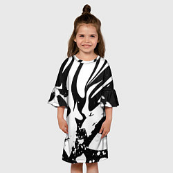 Платье клеш для девочки Экспрессивная чб абстракция, цвет: 3D-принт — фото 2