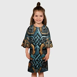 Платье клеш для девочки Асимметричный узор в скандинавском стиле, цвет: 3D-принт — фото 2