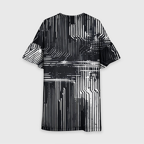 Детское платье Белые полосы на чёрном фоне киберпанк / 3D-принт – фото 2