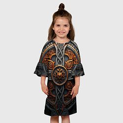 Платье клеш для девочки Орнамент в викингском стиле, цвет: 3D-принт — фото 2