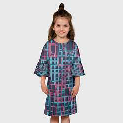 Платье клеш для девочки Разноцветные толстые линии, цвет: 3D-принт — фото 2
