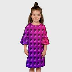 Платье клеш для девочки Пластиковые объемные квадраты, цвет: 3D-принт — фото 2