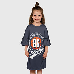 Платье клеш для девочки Basketball sharks, цвет: 3D-принт — фото 2