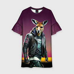 Платье клеш для девочки Cool kangaroo - ai art, цвет: 3D-принт