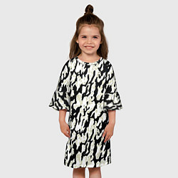 Платье клеш для девочки Размытый пятнистый чёрно-белый, цвет: 3D-принт — фото 2