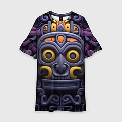 Платье клеш для девочки Орнамент в стиле ацтеков, цвет: 3D-принт