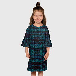 Платье клеш для девочки Имитация ткани бирюзовый, цвет: 3D-принт — фото 2