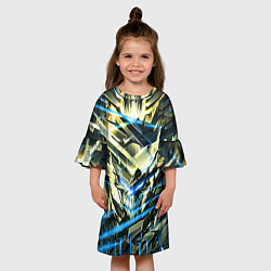 Платье клеш для девочки Киберпанк адский скелет синий, цвет: 3D-принт — фото 2