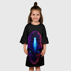 Платье клеш для девочки UFO alien head, цвет: 3D-принт — фото 2