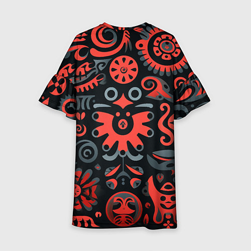 Детское платье Красно-черный узор в славянском стиле / 3D-принт – фото 2