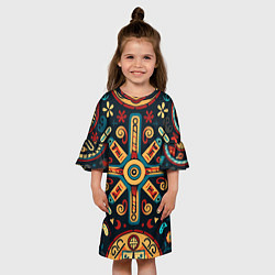 Платье клеш для девочки Симметричный орнамент в славянском стиле, цвет: 3D-принт — фото 2