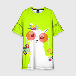 Детское платье Лама - альпака в розовых очках