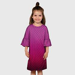 Платье клеш для девочки Градиент розовый с рисунком, цвет: 3D-принт — фото 2