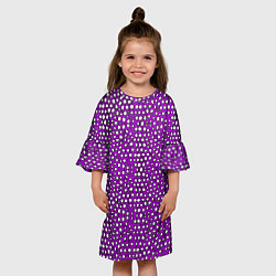Платье клеш для девочки Белые пузырьки на фиолетовом фоне, цвет: 3D-принт — фото 2