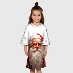 Платье клеш для девочки Добрый Санта - мазки краски, цвет: 3D-принт — фото 2