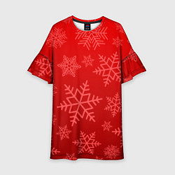 Детское платье Красные снежинки