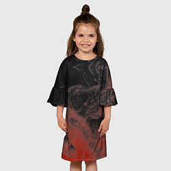 Платье клеш для девочки Красный дым на чёрном, цвет: 3D-принт — фото 2