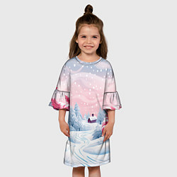 Платье клеш для девочки Пушистый снегопад, цвет: 3D-принт — фото 2