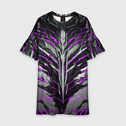 Платье клеш для девочки Киберпанк доспех фиолетовый, цвет: 3D-принт