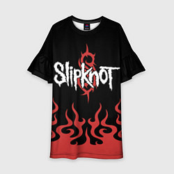 Платье клеш для девочки Slipknot в огне, цвет: 3D-принт