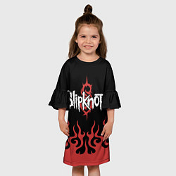 Платье клеш для девочки Slipknot в огне, цвет: 3D-принт — фото 2