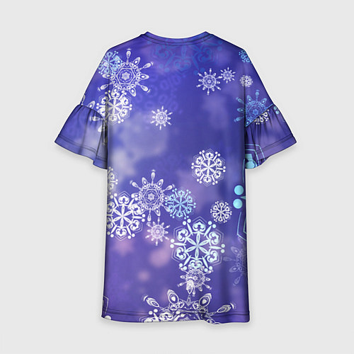 Детское платье Крупные снежинки на фиолетовом / 3D-принт – фото 2