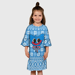 Платье клеш для девочки Huggy Wuggy christmas sweater, цвет: 3D-принт — фото 2