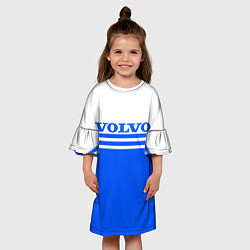 Платье клеш для девочки Вольво - две синии полосы, цвет: 3D-принт — фото 2