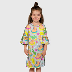 Платье клеш для девочки Семья капибар на отдыхе, цвет: 3D-принт — фото 2