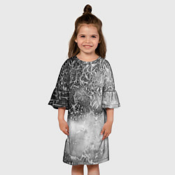 Платье клеш для девочки Серый лёд и снежинки, цвет: 3D-принт — фото 2