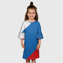 Платье клеш для девочки Белый синий красный вязаный фон, цвет: 3D-принт — фото 2