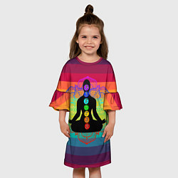 Платье клеш для девочки Символ кундалини йоги - чакры исцеления, цвет: 3D-принт — фото 2