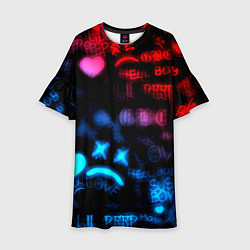 Платье клеш для девочки Lil peep neon rap music, цвет: 3D-принт