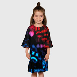 Платье клеш для девочки Lil peep neon rap music, цвет: 3D-принт — фото 2