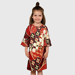 Платье клеш для девочки Японские хризантемы с сакурой, цвет: 3D-принт — фото 2