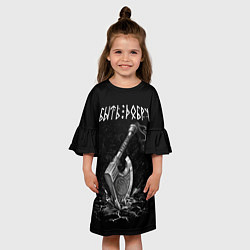 Платье клеш для девочки Славянский топор с символикой Велеса, цвет: 3D-принт — фото 2