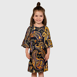 Платье клеш для девочки Индийские узоры пейсли, цвет: 3D-принт — фото 2