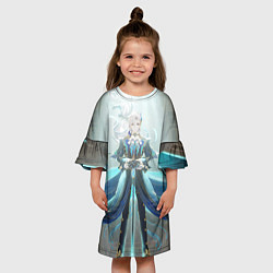 Платье клеш для девочки Genshin Impact Нёвиллет, цвет: 3D-принт — фото 2