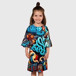 Платье клеш для девочки Abstract graffiti - ai art, цвет: 3D-принт — фото 2