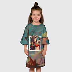 Платье клеш для девочки Дэхья на фоне природы, цвет: 3D-принт — фото 2