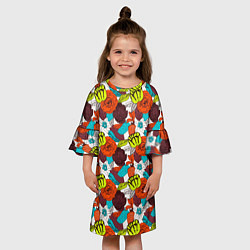 Платье клеш для девочки Цветочное разноцветье, цвет: 3D-принт — фото 2