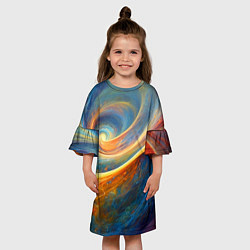 Платье клеш для девочки Космические завихрения, цвет: 3D-принт — фото 2