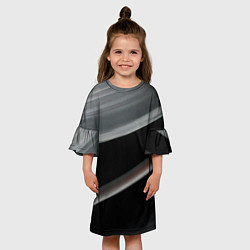 Платье клеш для девочки Black grey abstract, цвет: 3D-принт — фото 2