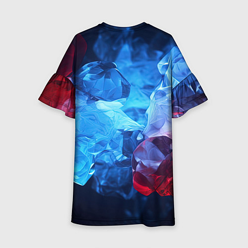 Детское платье Синяя ледяная абстракция с красным / 3D-принт – фото 2