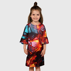 Платье клеш для девочки Абстрактные камни из плит, цвет: 3D-принт — фото 2