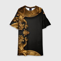 Платье клеш для девочки Золотые объемные узоры, цвет: 3D-принт