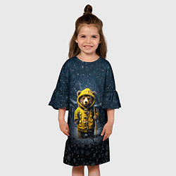 Платье клеш для девочки Медведь зимой, цвет: 3D-принт — фото 2