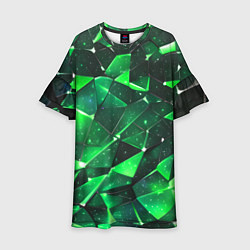Платье клеш для девочки Зелёное разбитое стекло, цвет: 3D-принт