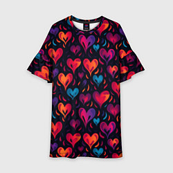 Платье клеш для девочки Паттерн с сердцами, цвет: 3D-принт